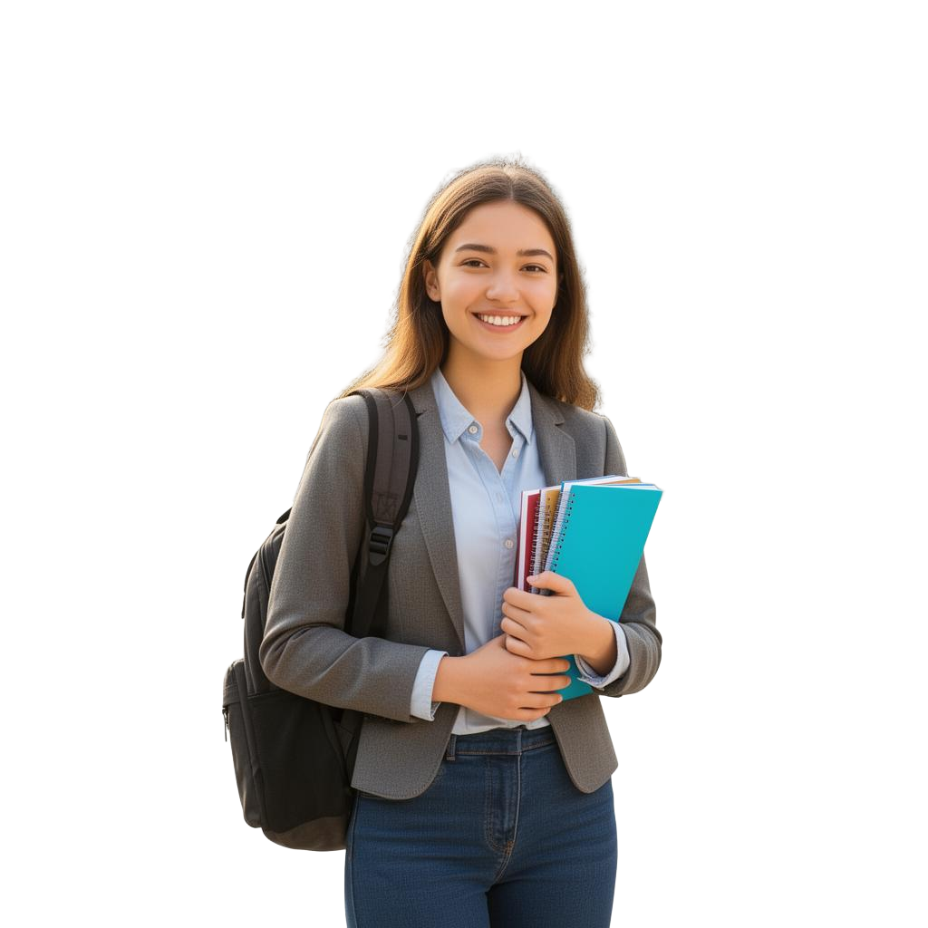 Student holding books
